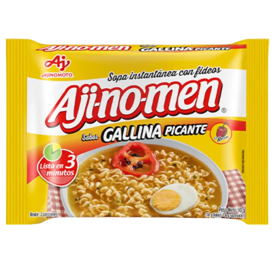 Ajinomen Sabor Gallina Picante combina el reconfortante sabor de la gallina con un toque de picante que deleitará a los amantes de las comidas intensas.