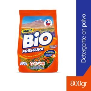 Bio Frescura Detergente en Polvo Desierto Florido 800 g ofrece limpieza profunda y un aroma floral único inspirado en la belleza del desierto florido de Chile.